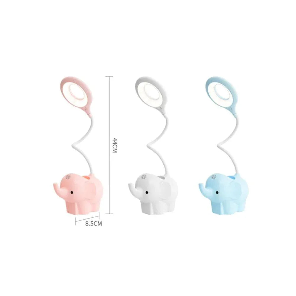 Cute Elephant Table Lamp, USB Rechargeable Desk Lamp with 3 Light Modes and Touch Control, Decoration Light, LED Night Light for Home Bedroom Study Desk Room Fatio General Trading