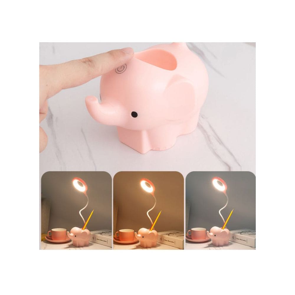 Cute Elephant Table Lamp, USB Rechargeable Desk Lamp with 3 Light Modes and Touch Control, Decoration Light, LED Night Light for Home Bedroom Study Desk Room Fatio General Trading