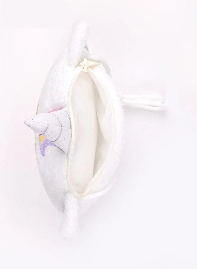 Cute Little Baby Plush Shoulder Bags/Wallets For Girls, Plush Shoulder Bags with Strap for Kids Coin Purses Cute Princess Handbags Kids, Accessories for Girls, White Fatio General Trading