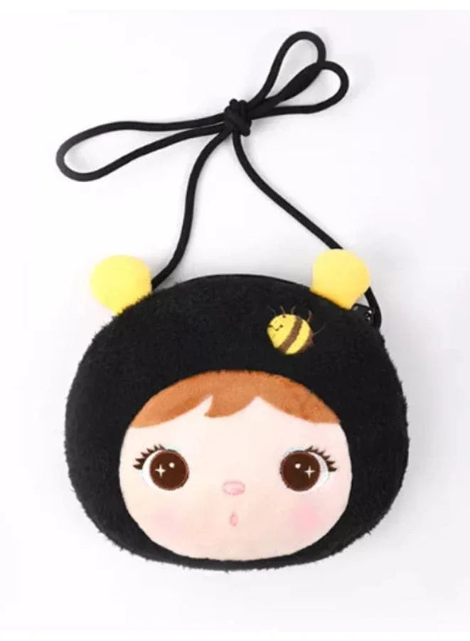 Cute Little Baby Plush Shoulder Bags/Wallets For Girls, Plush Shoulder Bags with Strap for Kids Coin Purses Cute Princess Handbags Kids, Accessories for Girls, Black Fatio General Trading