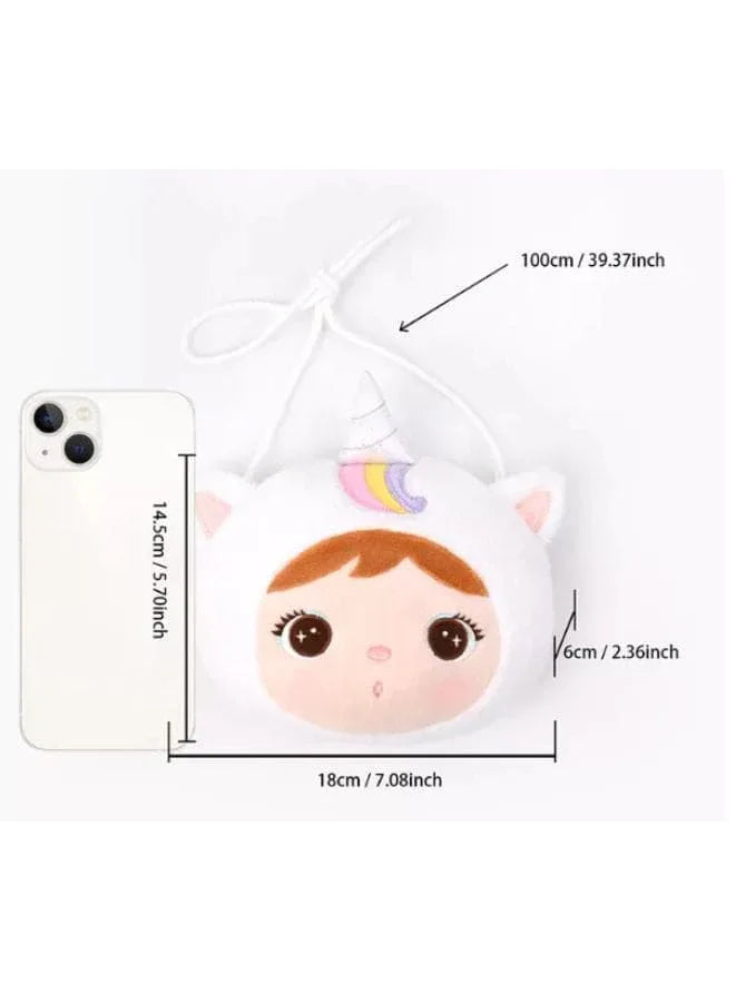 Cute Little Baby Plush Shoulder Bags/Wallets For Girls, Plush Shoulder Bags with Strap for Kids Coin Purses Cute Princess Handbags Kids, Accessories for Girls, White Fatio General Trading