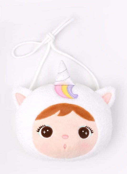 Cute Little Baby Plush Shoulder Bags/Wallets For Girls, Plush Shoulder Bags with Strap for Kids Coin Purses Cute Princess Handbags Kids, Accessories for Girls, White Fatio General Trading