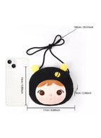 Cute Little Baby Plush Shoulder Bags/Wallets For Girls, Plush Shoulder Bags with Strap for Kids Coin Purses Cute Princess Handbags Kids, Accessories for Girls, Black Fatio General Trading