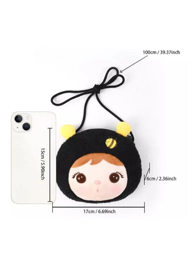 Cute Little Baby Plush Shoulder Bags/Wallets For Girls, Plush Shoulder Bags with Strap for Kids Coin Purses Cute Princess Handbags Kids, Accessories for Girls, Black Fatio General Trading