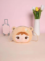 Cute Little Baby Plush Shoulder Bags/Wallets For Girls, Plush Shoulder Bags with Strap for Kids Coin Purses Cute Princess Handbags Kids, Accessories for Girls, Beige Fatio General Trading