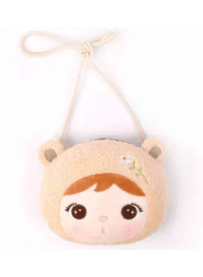 Cute Little Baby Plush Shoulder Bags/Wallets For Girls, Plush Shoulder Bags with Strap for Kids Coin Purses Cute Princess Handbags Kids, Accessories for Girls, Beige Fatio General Trading
