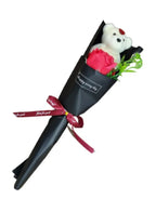 Cute Romantic Teddy Bear Soap Rose Flower Bath Petal Wedding Party, Valentine's Day, Mothers Day, Birthday Gift, Black Fatio General Trading