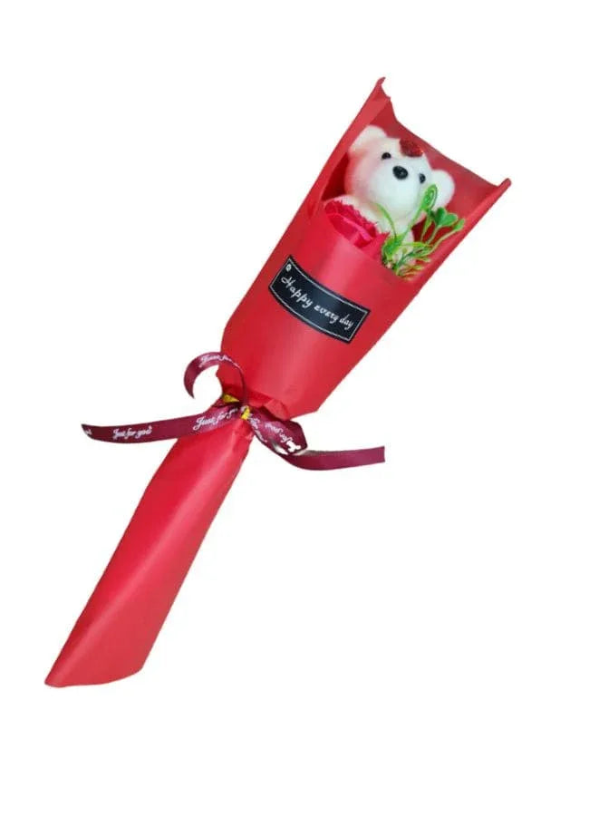 Cute Romantic Teddy Bear Soap Rose Flower Bath Petal Wedding Party, Valentine's Day, Mothers Day, Birthday Gift, Red Fatio General Trading