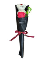 Cute Romantic Teddy Bear Soap Rose Flower Bath Petal Wedding Party, Valentine's Day, Mothers Day, Birthday Gift, Black Fatio General Trading