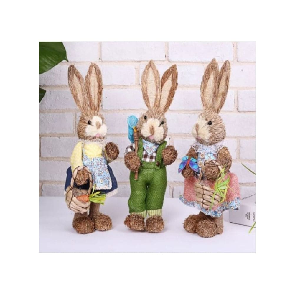 Cute Straw Rabbit Bunny Easter Decorations Holiday Home Garden Wedding Ornament Photo Props Crafts, Male Fatio General Trading