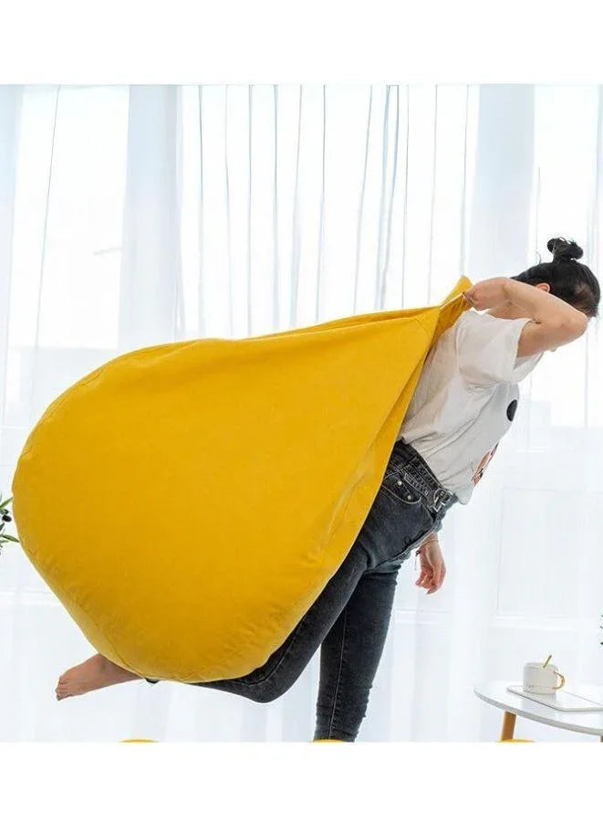 Classic Fabric Bean Bag with foot stool size comparison