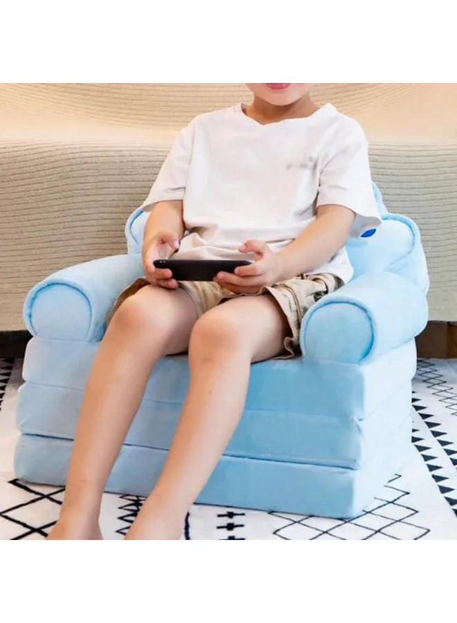 Foldable Toddler Chair Lounger for Kids, Removable and Washable Lazy Sleeping Sofa for Kids, Baby Sofa Bed Foldable Chair, Blue Prince