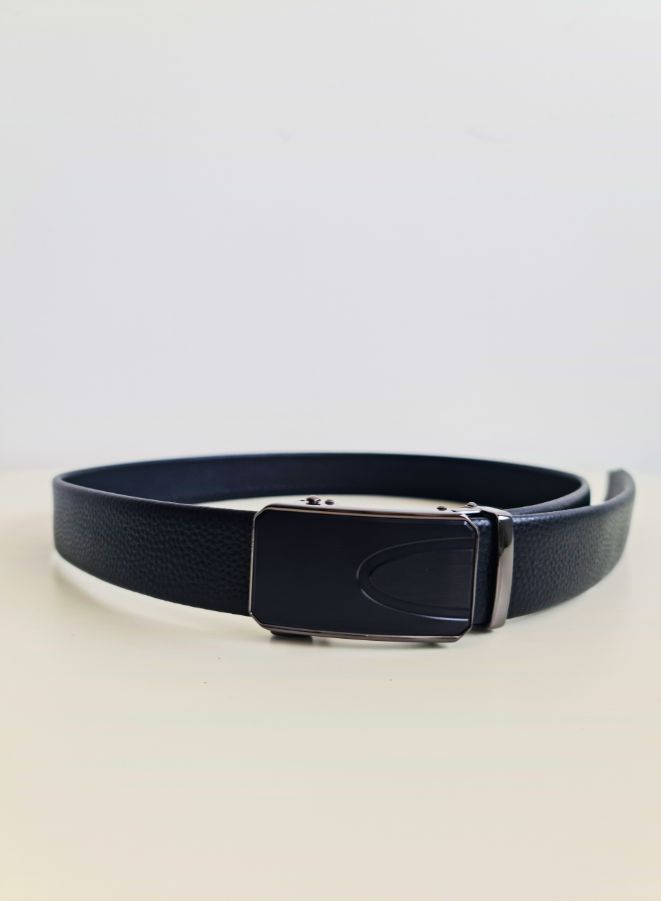 Premium Black Leather Strap Belt with Pin Buckle