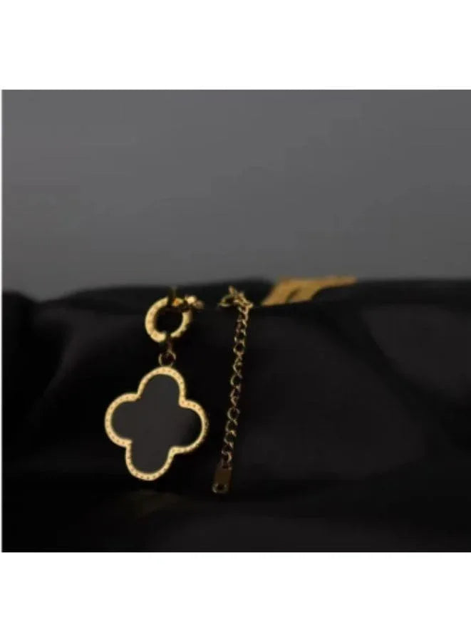 Double Sided Four Leaf Clover Necklace for Women Stainless Steel Lucky 4 Leaf Pendant Jewelry gift for Mother and Daughter Fatio General Trading