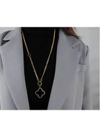 Double Sided Four Leaf Clover Necklace for Women Stainless Steel Lucky 4 Leaf Pendant Jewelry gift for Mother and Daughter Fatio General Trading