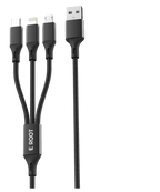 E-Root 3-In-1 Micro USB Type-C Lightning Data Sync And Charging Cable Black Fatio General Trading