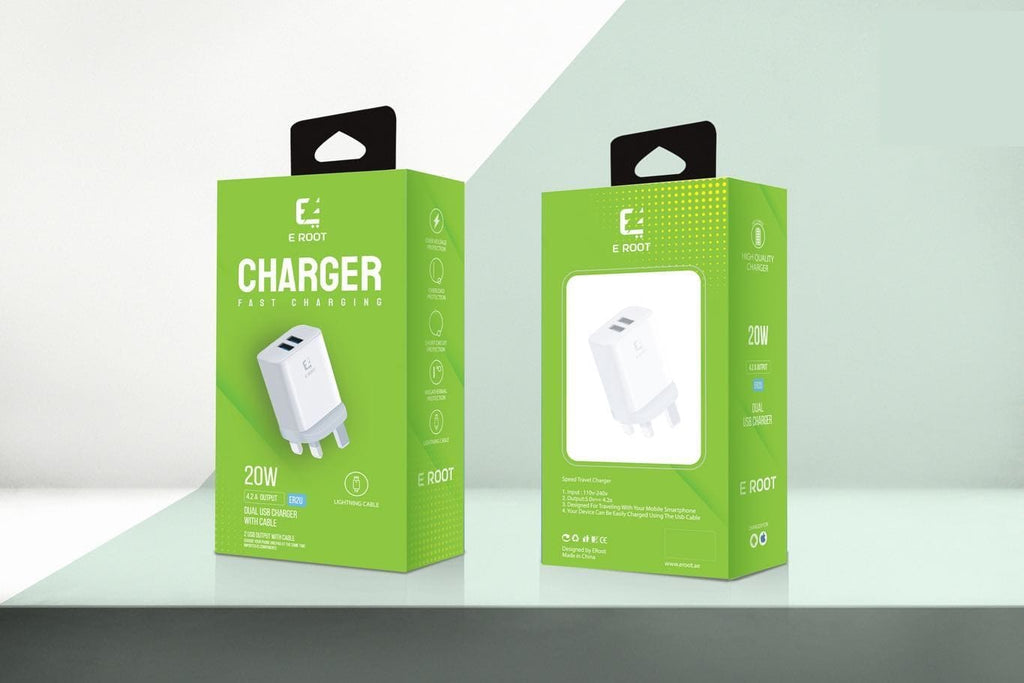 E-Root Dual usb charger with Lightning cable Fatio General Trading