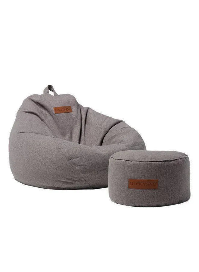 LUCKYSAC Classic Bean Bag with foot stool grey