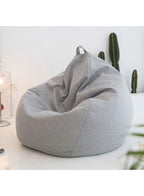 Classic Fabric Bean Bag with foot stool grey in a room