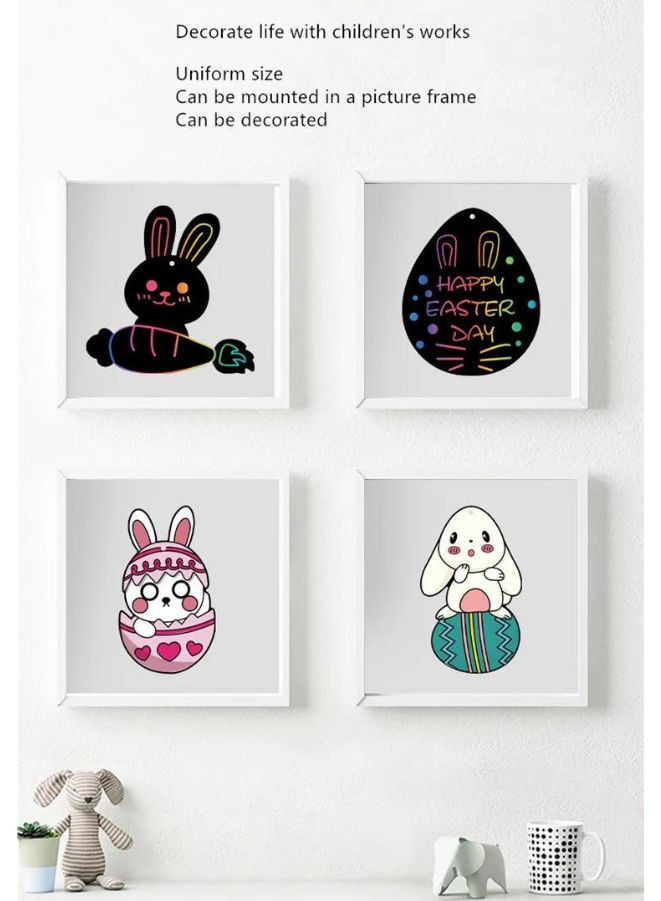 30 قطعة بيضة عيد الفصح قلادة الحلي خدش بطاقات عيد الفصح الحرف عدة مضحك الأطفال DIY بها بنفسك الملونة خدش رسمت البيض هدية