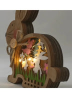 Easter Wooden Cute Bunny LED Warm Light Wood Rabbit Table Easter Ornaments for Bedroom Office Easter Party Decoration Fatio General Trading