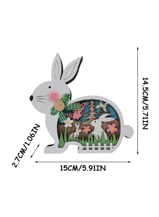Easter Wooden Cute Bunny LED Warm Light Wood Rabbit Table Easter Ornaments for Bedroom Office Easter Party Decoration Fatio General Trading