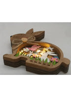 Easter Wooden Cute Bunny LED Warm Light Wood Rabbit Table Easter Ornaments for Bedroom Office Easter Party Decoration Fatio General Trading