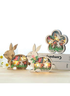 Easter Wooden Cute Bunny LED Warm Light Wood Rabbit Table Easter Ornaments for Bedroom Office Easter Party Decoration Fatio General Trading