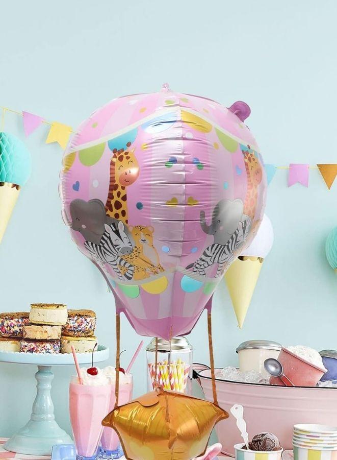 89 cm 3D Hot Air Foil Balloon, Birthday Party Decor, Anniversary Decor, Graduation Decor, Holiday Decor, Easter Decor, ZOO Theme