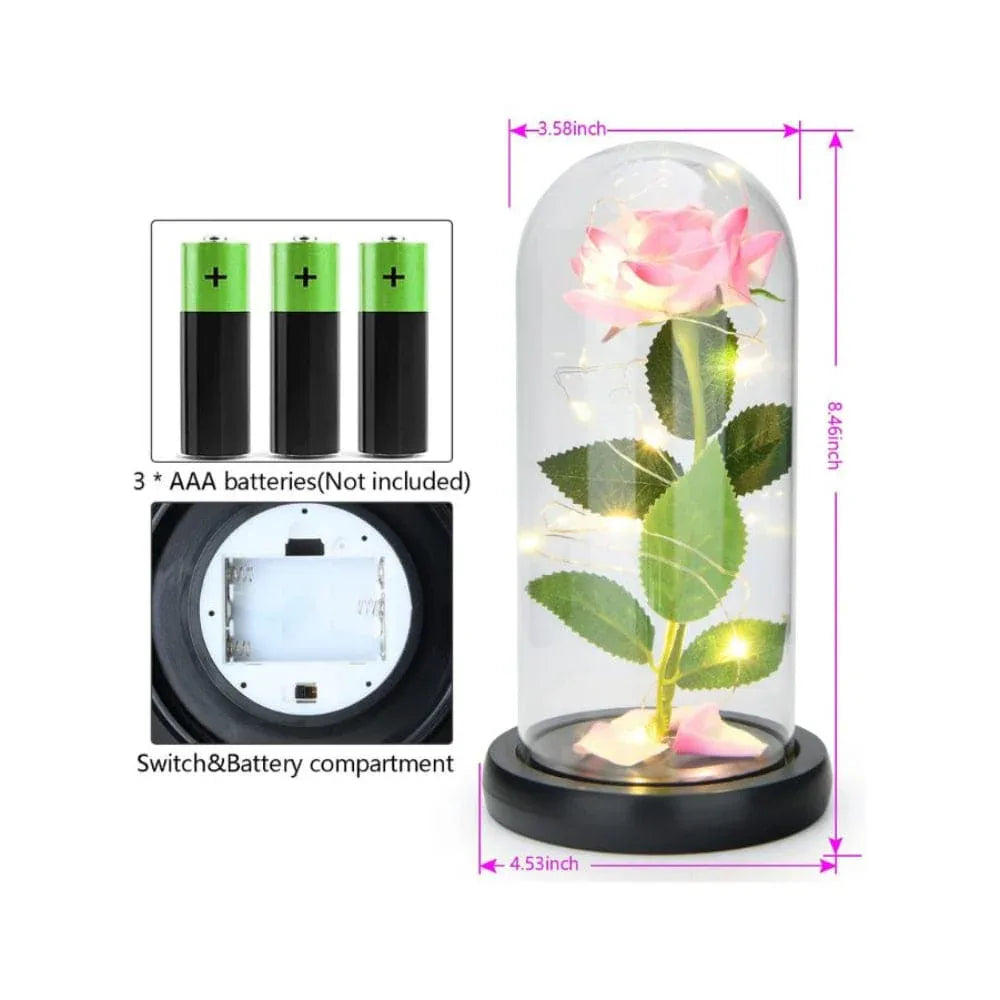 Enchanted Flower with Petals in Glass Dome Personalized Gifts for Women Girlfriend Valentine’s Day Mother’s Day Christmas Anniversary Birthday Fatio General Trading