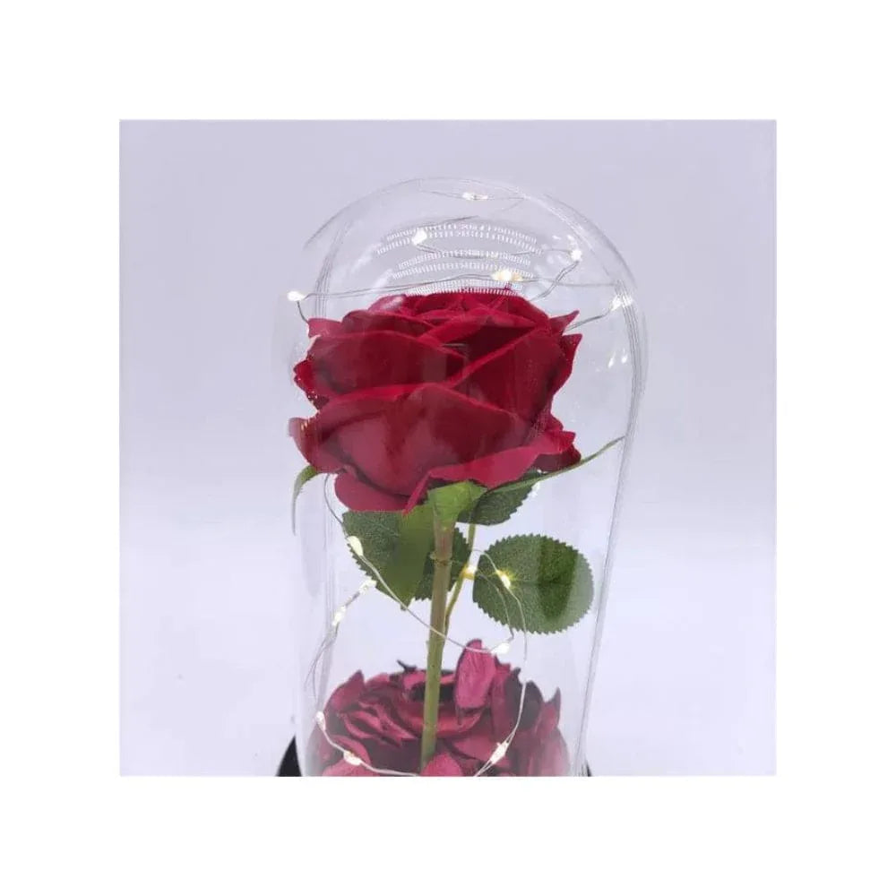 Enchanted Red Rose with Petals in Glass Dome Personalized Gifts for Women Girlfriend Valentine’s Day Mother’s Day Christmas Anniversary Birthday Fatio General Trading