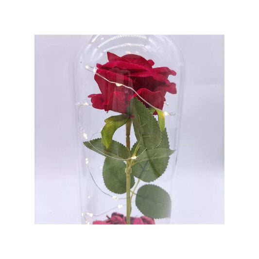 Enchanted Red Rose with Petals in Glass Dome Personalized Gifts for Women Girlfriend Valentine’s Day Mother’s Day Christmas Anniversary Birthday Fatio General Trading