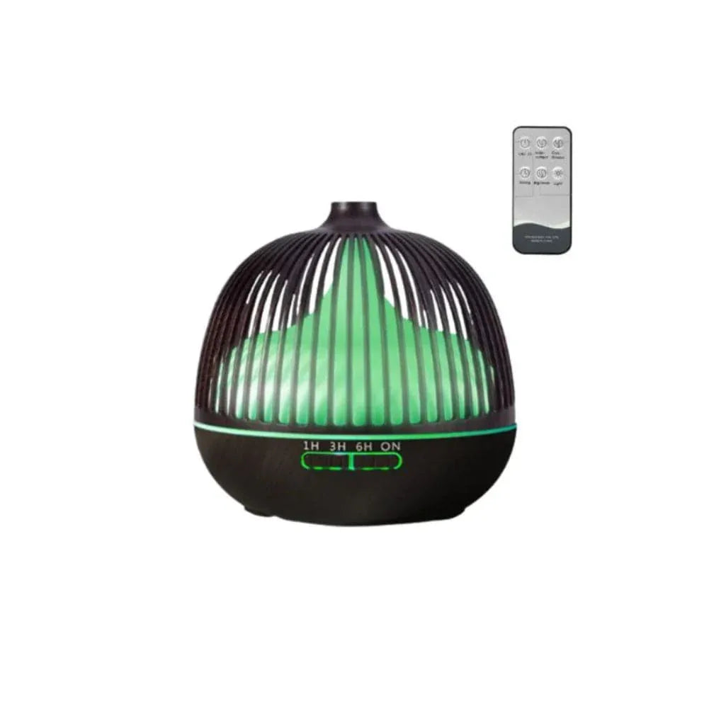 Essential Oil Diffuser 500ml Aromatherapy aroma diffuser ultrasonic humidifier with 7 color LED & remote control, Timer, Waterless Auto-Off, Black Fatio General Trading