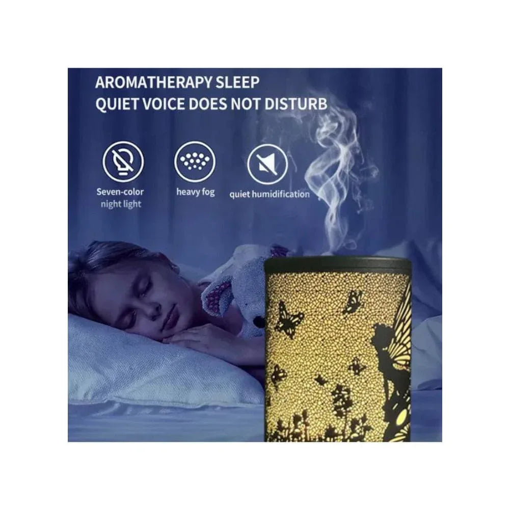 Essential Oil Diffuser With 120 Ml Capacity. Metal Aromatherapy Diffuser With Auto Shut Off Protection, Waterless, 7 Selectable Led Colors, for Home, Office, Spa, Fairy Fatio General Trading