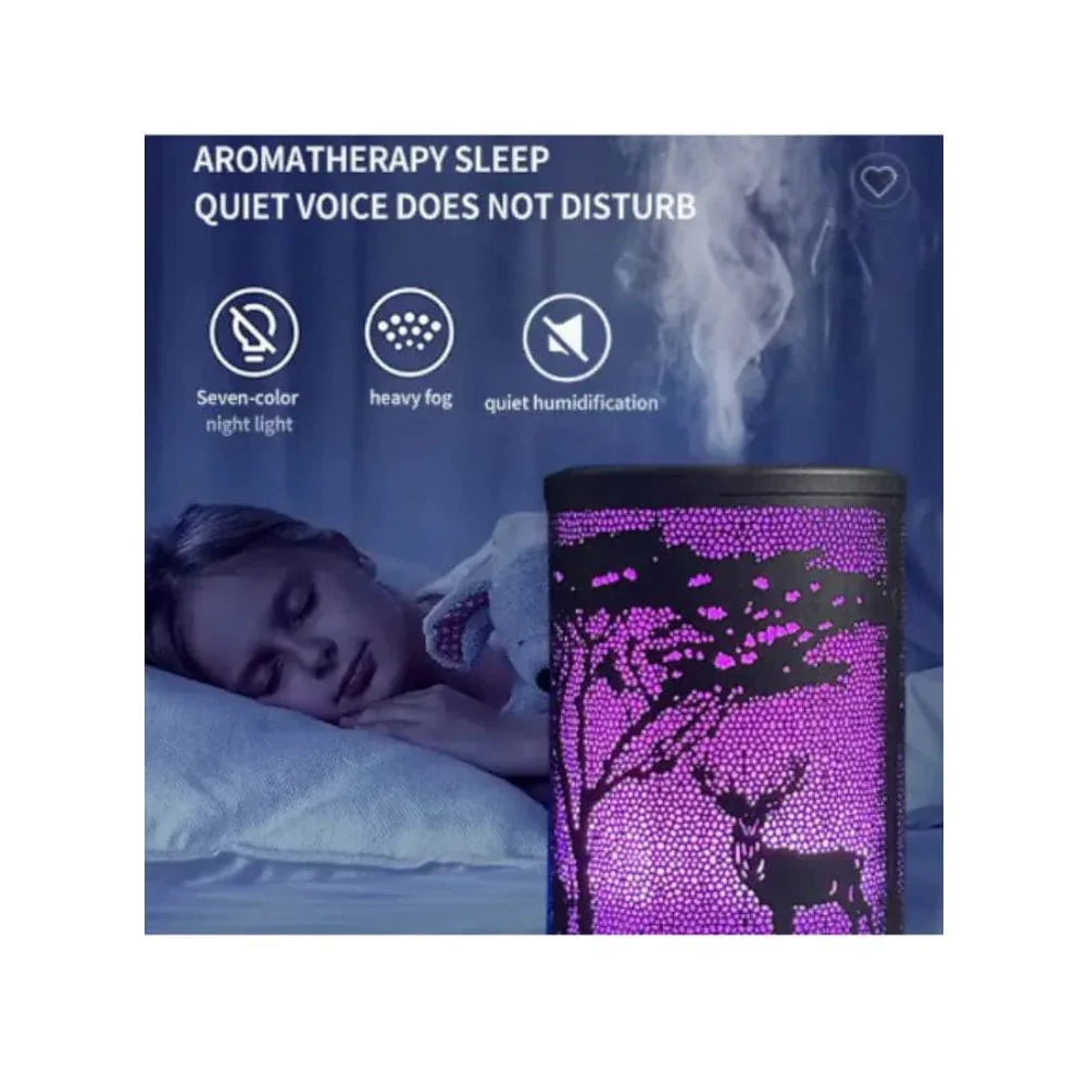 Essential Oil Diffuser With 120 Ml Capacity. Metal Aromatherapy Diffuser With Auto Shut Off Protection, Waterless, 7 Selectable Led Colors, for Home, Office, Spa, Deer Fatio General Trading
