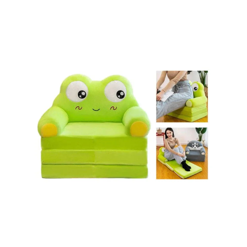 Foldable Toddler Chair Lounger for Girls, Removable and Washable Lazy Sleeping Sofa for Kids, Baby Sofa Bed Foldable Chair, Frog Fatio General Trading