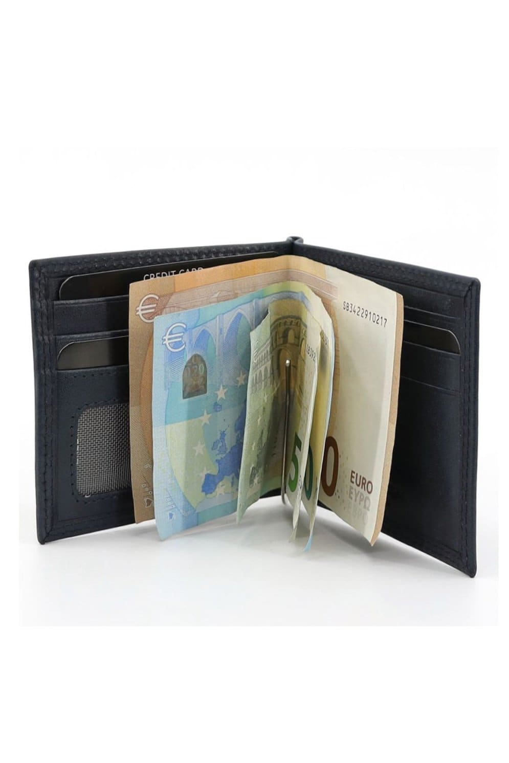 Gai Mattiolo Men's Leather Wallet, Equipped With Metal Money Clip and Space for Credit Cards, Black Fatio General Trading