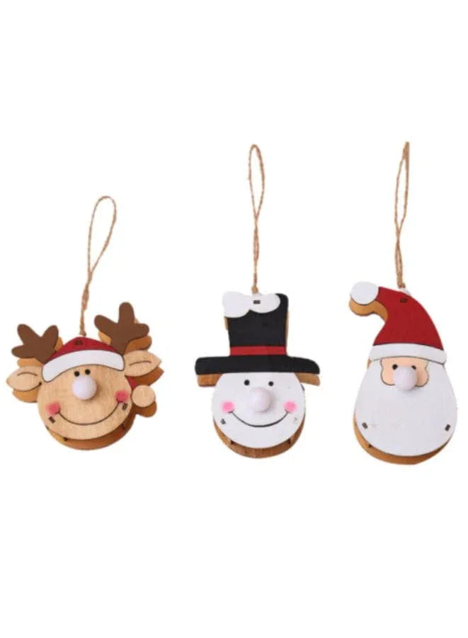 Glowing Wooden Pendant for decorating Christmas Tree Ornament Pack of 3 Fatio General Trading