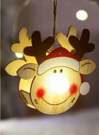 Glowing Wooden Pendant for decorating Christmas Tree Ornament Reindeer Fatio General Trading