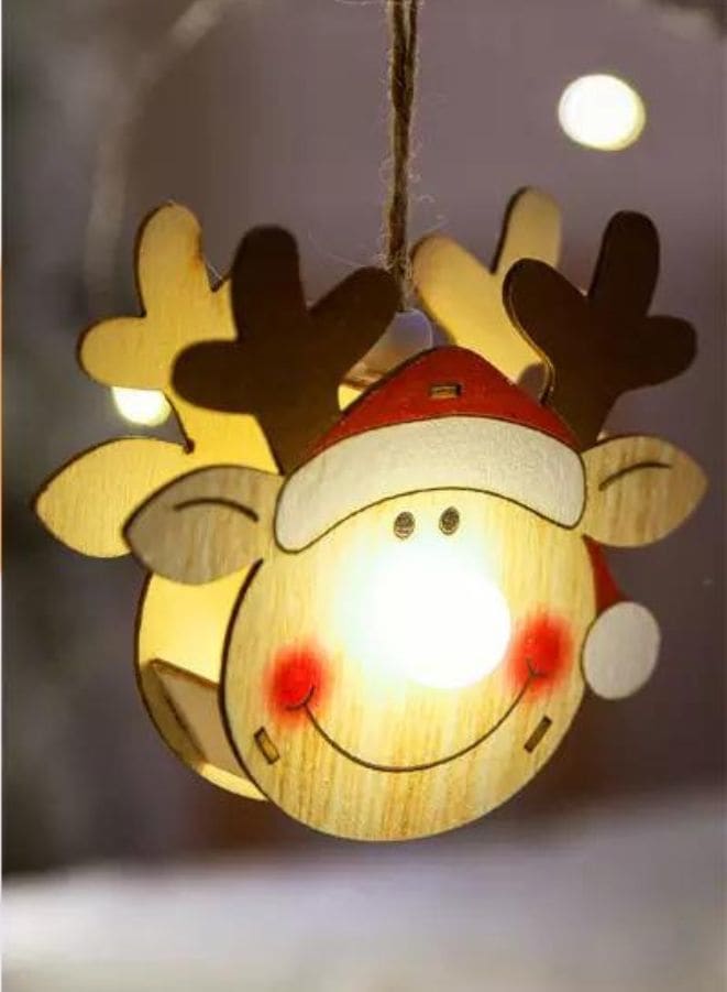 Glowing Wooden Pendant for decorating Christmas Tree Ornament Reindeer Fatio General Trading