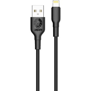 Green Lion Charging Cable, Pvc Usb-a To Lightning Cable 2a, Fast Charging, Ultra-fast Sync Charge Cable, Over-current Protection Lightning Cord Compatible For Iphone Lightning Devices Black – 1 M Fatio General Trading