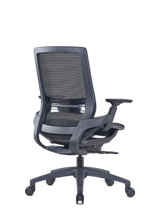 Sleek Black Mesh Office Chair with Adjustable 3D Armrests and Four-Position Locking for Home/Office