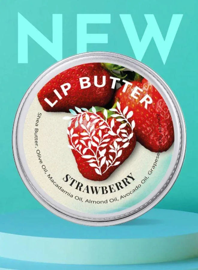Strawberry Flavour Lip Balm with Organic Shea, Coconut, and Cocoa Butter for Silky Smooth Lips, 15ml