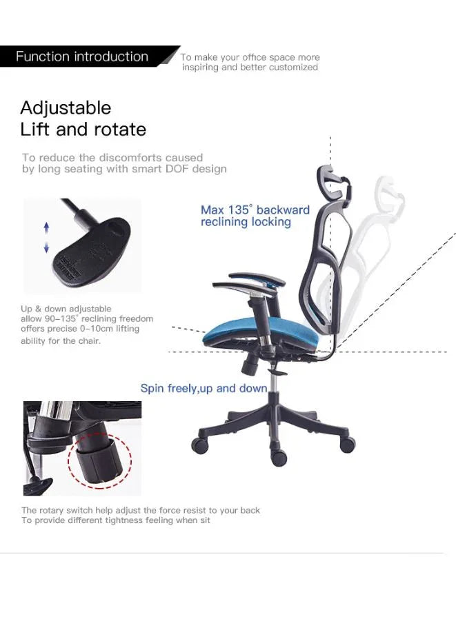 Advanced Ergonomic Mesh Office Chair with Adjustable Headrest, Lumbar Support & 3D Armrests – BIFMA Certified