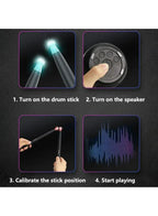 Virtual Drum Kit with Light, Portable Electric Air Drum Set Air Drum Sticks, Anti-slip Design, Ultra-low Latency