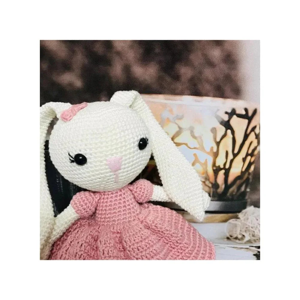 Handmade Natural Wooden and Cotton Crochet Toy Doll with rattle and Pacifier Chain for Baby Friend Amigurumi Crochet Sleeping Buddy for Kids and Adults, Bunny 6 25cm Fatio General Trading