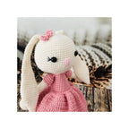 Handmade Natural Wooden and Cotton Crochet Toy Doll with rattle and Pacifier Chain for Baby Friend Amigurumi Crochet Sleeping Buddy for Kids and Adults, Bunny 6 25cm Fatio General Trading