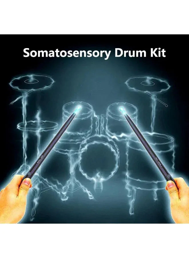Virtual Drum Kit with Light, Portable Electric Air Drum Set Air Drum Sticks, Anti-slip Design, Ultra-low Latency