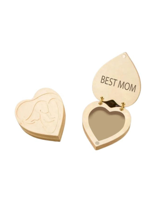 Heart-shaped Wooden Jewelry Box with Best Mom Engraved for Mothers as Mother's Day, Christmas, Birthday Gift Fatio General Trading