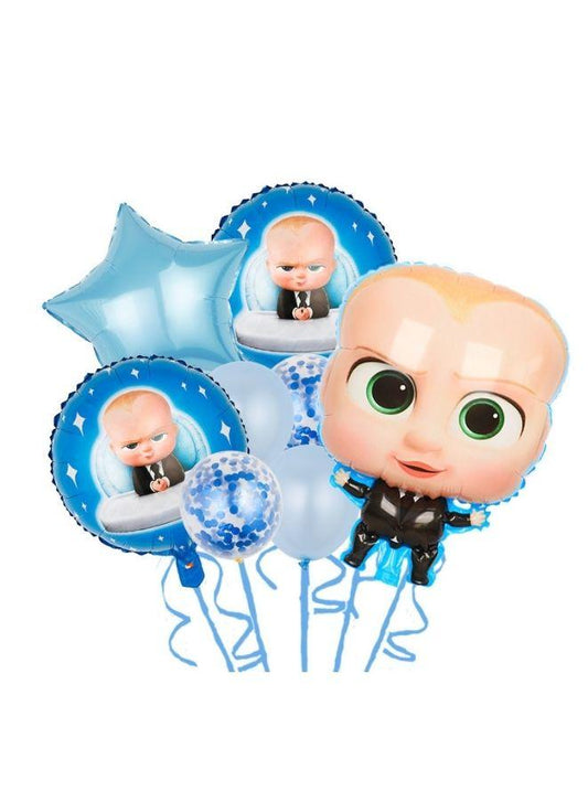 Party Propz Boss Baby Theme Decorations Foil Balloons Set - 8 Pcs for For Balloon Decoration for Birthday Boy/Kids Birthday Party Decoration Items/Blue Colour Happy Bday Balloon decoration Items